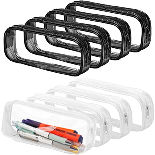 Trousse Transparente à 2 Compartiments, Grande Trousse à Crayons En