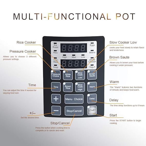 Amazon.com: PrepAmeal Olla a presión eléctrica 8 en 1, 6 ...