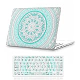 iCasso Macbook Pro 13 Inch Retina Case Rubber Coated Hard Shell Plastic Protective Cover For Macbook Retina 13 inch(No CD-ROM)Model A1425/A1502 With Keyboard Cover(Blue&White Medallion)