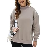 Yimoon Mock Neck Sweatshirt Women Oversized Turtleneck Sweatshirts Fleece Lined Pullover Trendy Outfit