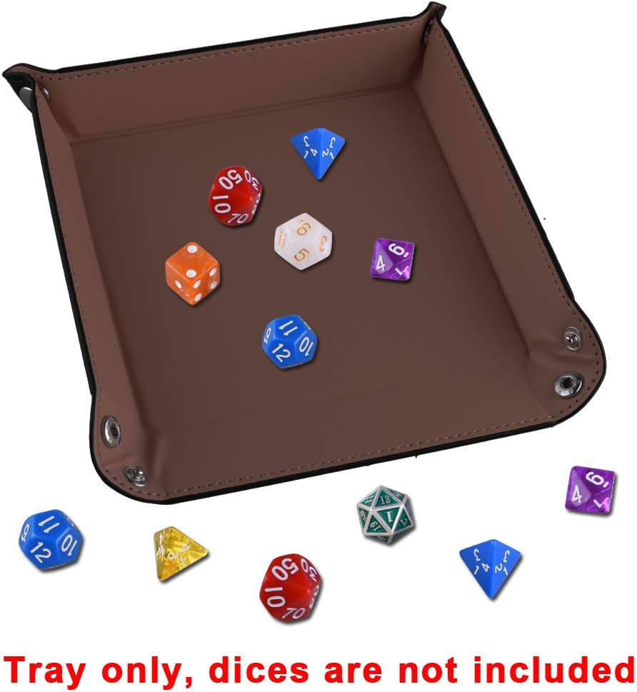SIQUK 6 Pieces Dice Tray PU Leather Folding Square Holder for Dice Games like RPG DND, and Other Table Games, 6 Dark Colors - Image 5