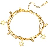 UNIFT Star of David Bracelet for Women Men Stainless Steel Jewish Star Hexagram Adjustable Bracelet Amulet Jewelry