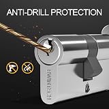 Bwintech 90mm 45T/45 Chrome Euro Cylinder Lock with Thumbturn and 3 Keys view 3