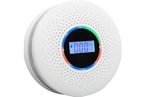 GiiHoo Smoke and Carbon Monoxide Detector Alarm, 2-in-1 Combination Smoke and Carbon Monoxide Detector with LCD Display and Silence Function, Battery Operated, Not Hardwired