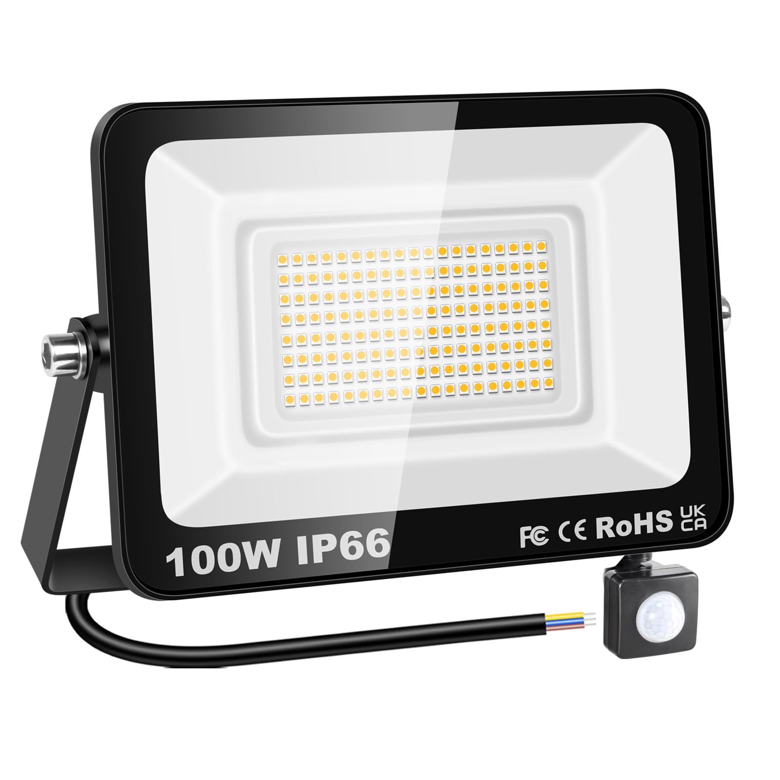 RIGIDON 100W Motion Sensor Light Outdoor 10000LM Super Bright LED Flood Outdoor Lights 4000K Daylight Warm White IP66 Waterproof Security Lights for Garden, Garage, Yard, Sports Ground, Patio