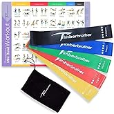 Timberbrother Resistance Loop Bands with Workout Poster 16.5”x 22.4”,Set of 5 Exercise Bands for Crossfit Workout and Physica