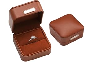 Ring Jewelry Gift Box Boxes Case for Men Women Wedding Engagement Ceremony Day Essentials, Brown