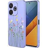 HTXWXJC Phone Case for Redmi Note 14 Case, Shockproof Flexible Bumper TPU Soft Case Flower Pattern Phone Cover for Xiaomi Redmi Note 14 Purple Flower