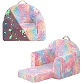 Kisdsa Toddler Chair Comfy,Toddler Couch Fold Out, 2-in-1 Kids Chair,Flip Out Kids Couch,Toddler Sofa Convertible,Children Reading Chair for Age 1-3(Pink)