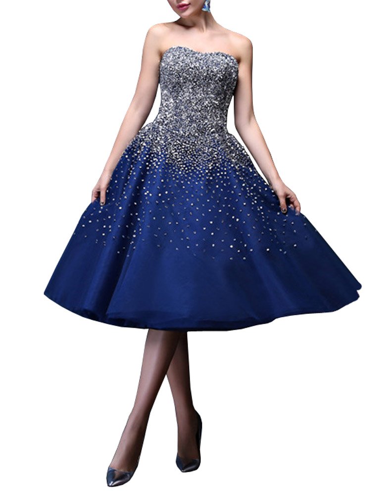 XJLY Amazing Strapless Beaded Prom Dress Short Dress