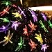 DecorNova Solar String Lights, 20 LEDs Dragonfly Solar Fairy Lights with Waterproof Solar Panel & 2 Lighting Modes for Outdoor Garden Patio Yard Party Christmas Holidays,13 Feet, Multi Color