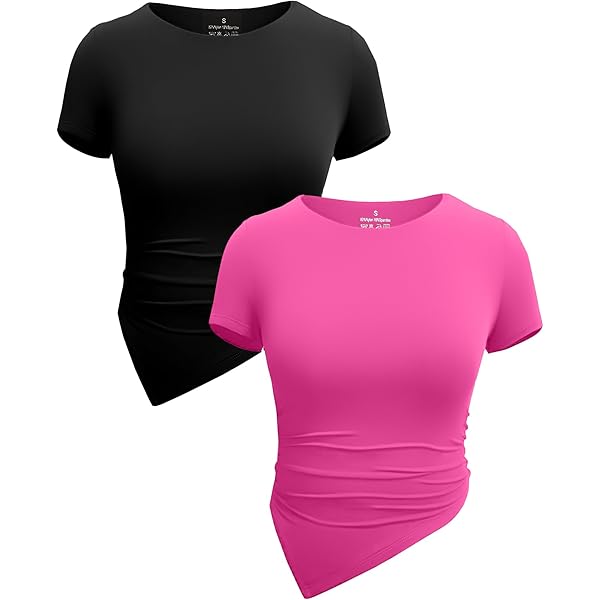 MakeMeChic Women's 4 Pack Short Sleeve Lettuce Trim Ribbed