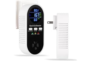 KOABBIT 5-in-1 Combination Gas & Carbon Monoxide Detector with Battery Backup,Plug in Natural Gas Detector & CO Alarm with Temperature(°F) & Humidity Sonsor,Propane & CO Detector for Home,RV,Apartment