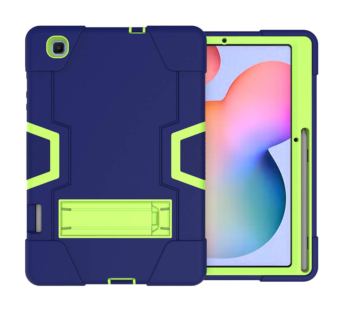 Bspring Silicone Case for Samsung Galaxy Tab S6 Lite 10.4'' 2020(SM-P610 / SM-P615) Heavy Duty Shockproof Rugged Case High Impact Full Body Protective Case，NavyBlue+Olivine
