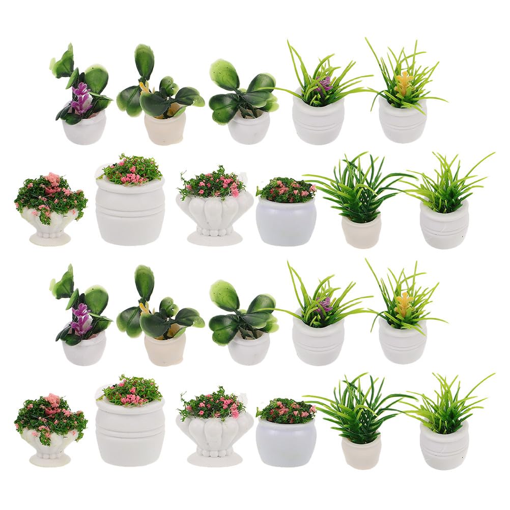 Toyandona Miniature Dollhouse Plants 22Pcs Set Tiny Artificial Bonsai and Potted Flowers for Dollhouse Accessories Desktop Decorative Mini Plants for Micro Landscape Diy Garden Ornament