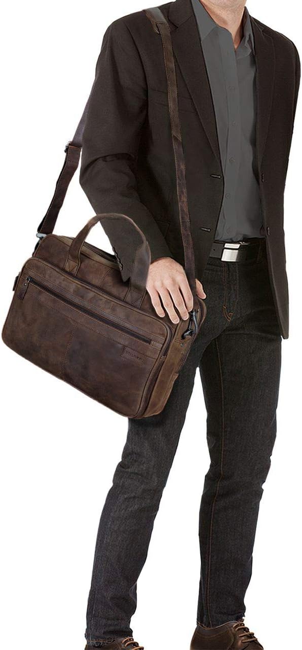 STILORD "Atlantis" Leather Business Bag Large Vintage Teacher Bag Large Leather Business Bag for Trolley Attachable Genuine Leather Colour:Missouri - Image 3