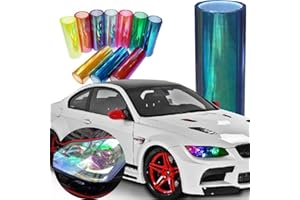 DIYAH 12 X 48 inches Self Adhesive Shiny Chameleon Headlights Tail Lights Fog Lights Films,Film Sheet Sticker,Tint Vinyl Film (Light Blue)