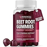 Beet Root Gummies with COQ10 & Pomegranate - Nitric Oxide Supplement for Men and Women - Beetroot for Endurance, Performance, Recovery - Vegan, Non-GMO, Gluten Free - Mixed Berry Flavor, 60 Count