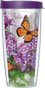 Monarch Butterflies Double Wall Insulated Tumbler with Lid &ndash; Thermal Travel Cup for Hot and Cold Drinks with Wrap-Around Design - Microwave and Dishwasher Safe (16 oz)