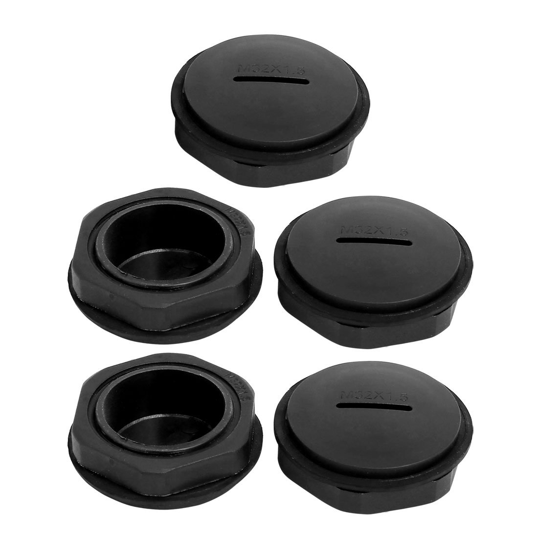 Sourcingmap M32x1.5mm Nylon Male Threaded Cable Gland Screw End Cap Cover Black 5pcs