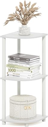 Furinno TURN-N-TUBE Corner Shelf 3-Tier White Display Storage Shelves