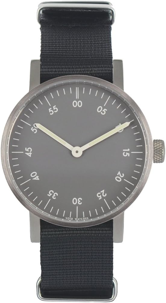 V03B Brushed Analog Grey Watch w/Black NATO Strap