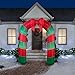 Inflatable Archway Red Green Striped with Bow Lighted 75.59 inches