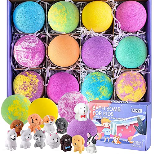 Bath Bombs for Kids with Surprise Inside, 12 Pack Bath Bombs with Puppy