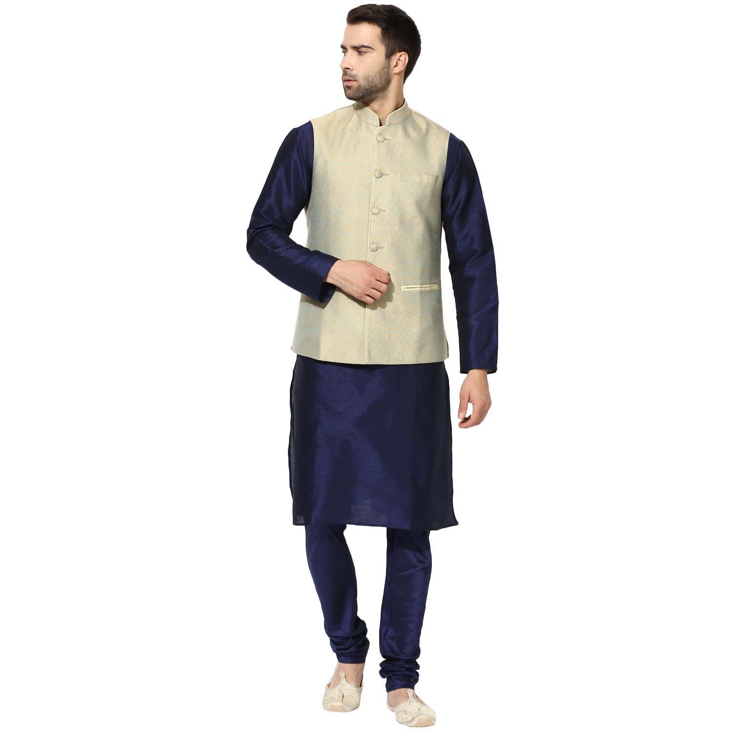 kisah benarasi cotton silkself designwaistcoat for men's