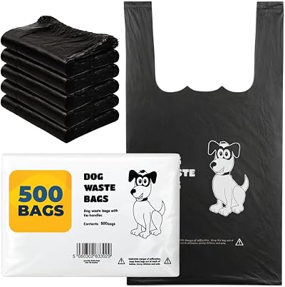 All-Green Pack of 500 Dog Poo Bags with Tie Handles Black