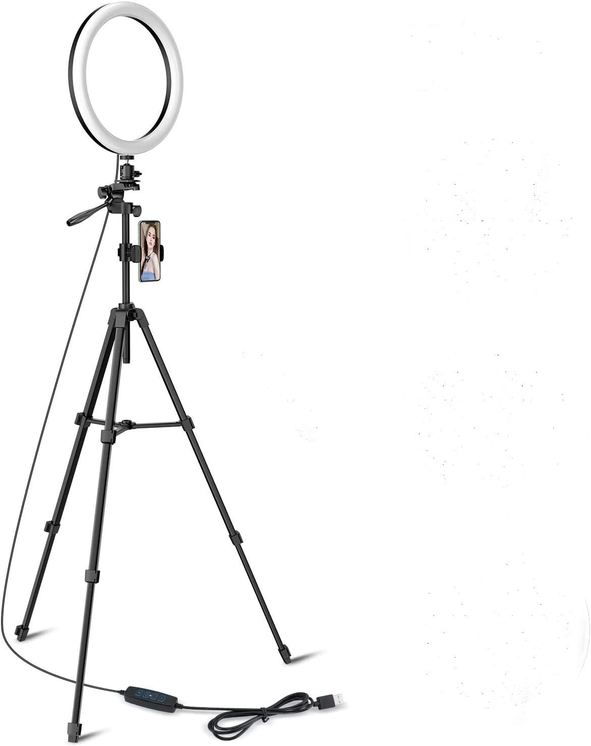 TaoTronics 12" Selfie Ring Light with 3 Color Modes, 10 Adjustable Brightness, 61“ Extendable Tripod Stand, 2 Phone Holders, Bluetooth Remote Shutter for Photography/Makeup/Live Stream/YouTube/Vlogs