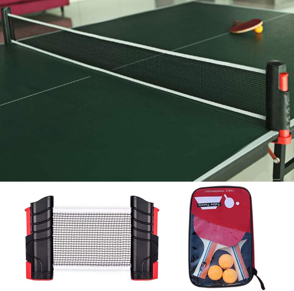 Tabletop Table Tennis Games Set Professional Ping Pong Paddle Set, Anywhere Ping Pong Equipment to-Go Includes Retractable Net Post 2 Ping Pong Paddles, 3 pcs Balls, Attach to Any Table Surface : Sports & Outdoors