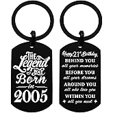 Yobent Happy 21 Birthday Gifts for Boys Girls, 21st Birthday Decorations for Men Women, 21 Years Old Bday Keychain, Born In 2005 Present