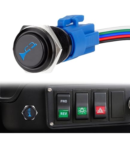 DaierTek 12V Momentary Push Button Switch - Waterproof Blue LED, 16mm Metal (9 Pack)