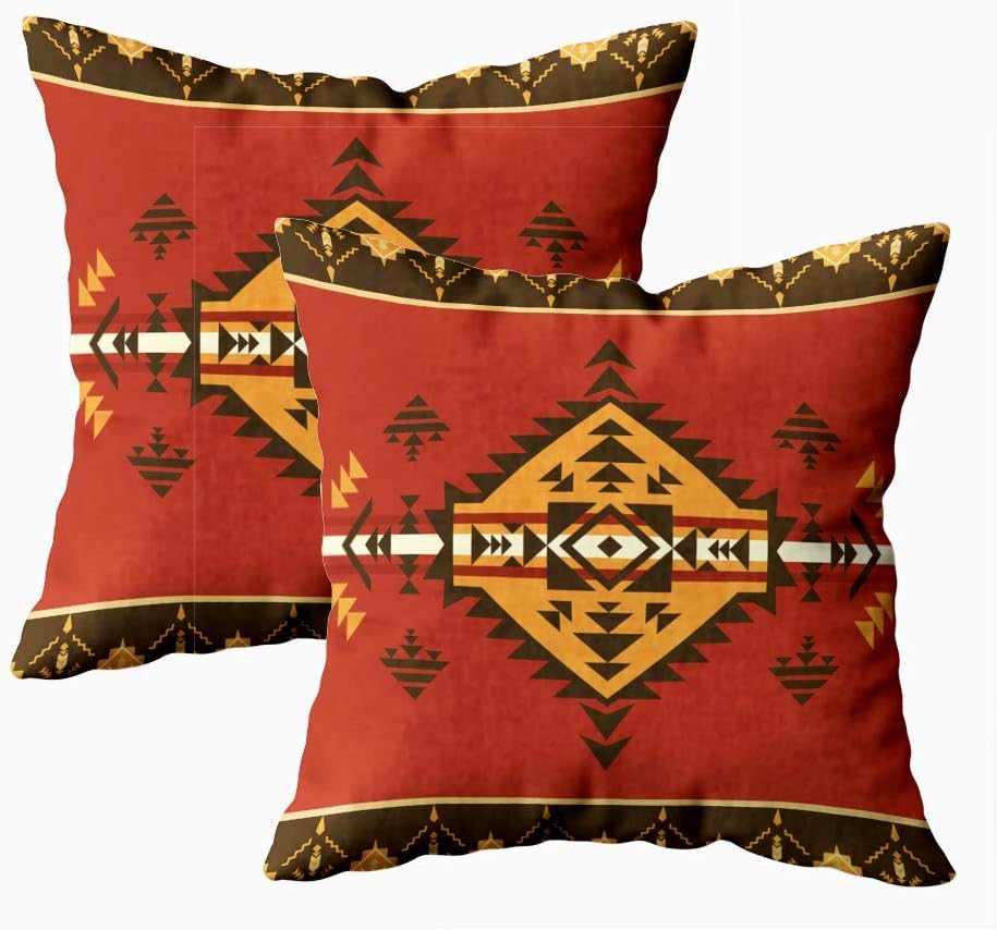 HerysTa Throw Pillow Cases, Home Decorative Body Pillow Cover Pack of 2 18X18inch Invisible Zipper Cushion Cases Ethnic Pattern Tribal Print Can Square Sofa Bed Décor,Black Yellow