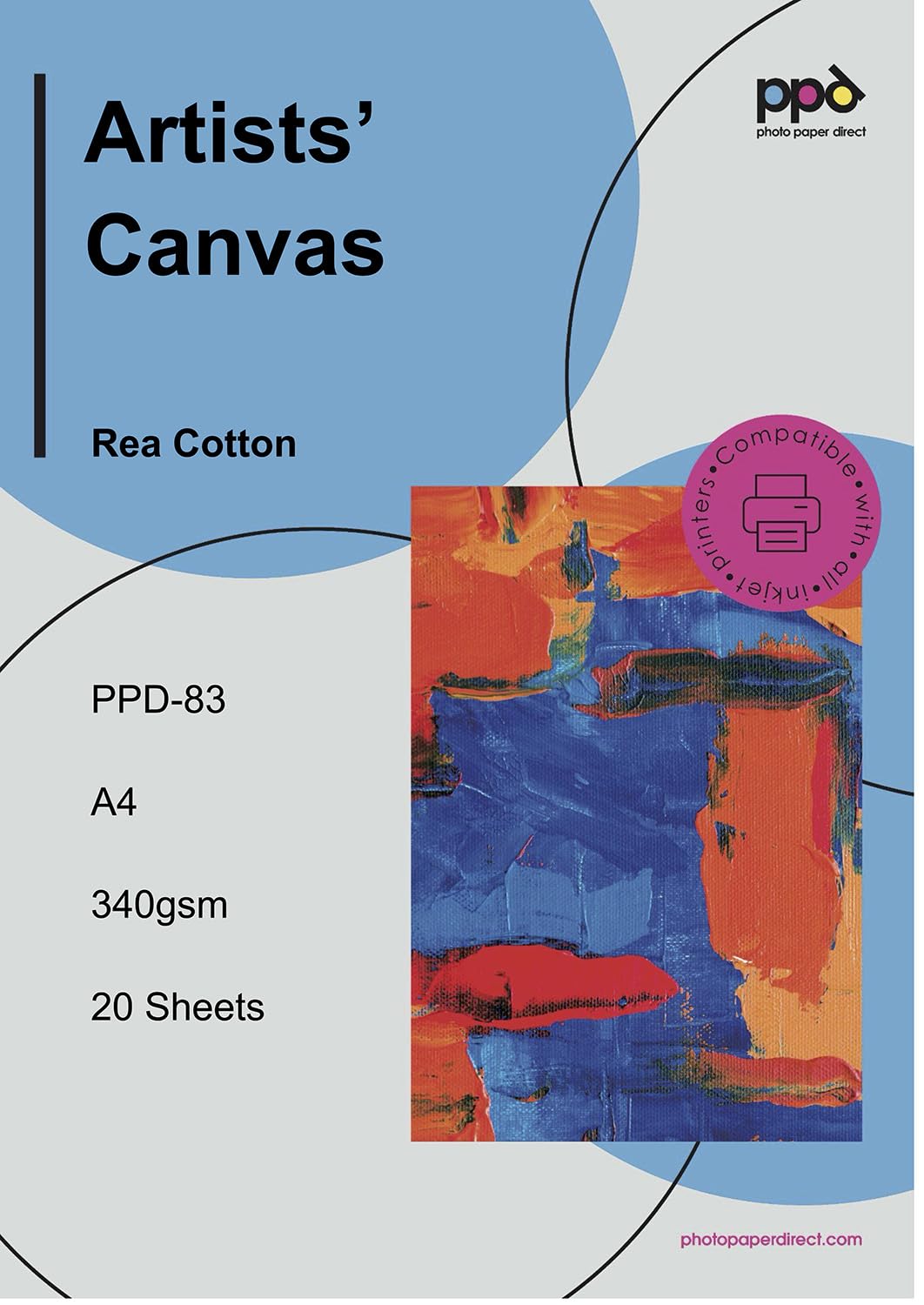 PPD Inkjet Giclee True Art Canvas A4 340gsm x 20 Sheets PPD-60-20