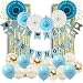 PartyPackz Baby Shower Decorations for Boy; Its a Boy Baby Shower Hollow Paper Fan Balloons Banner Gold Foil Fringe Curtain Kit for Baby Shower Party Decoration