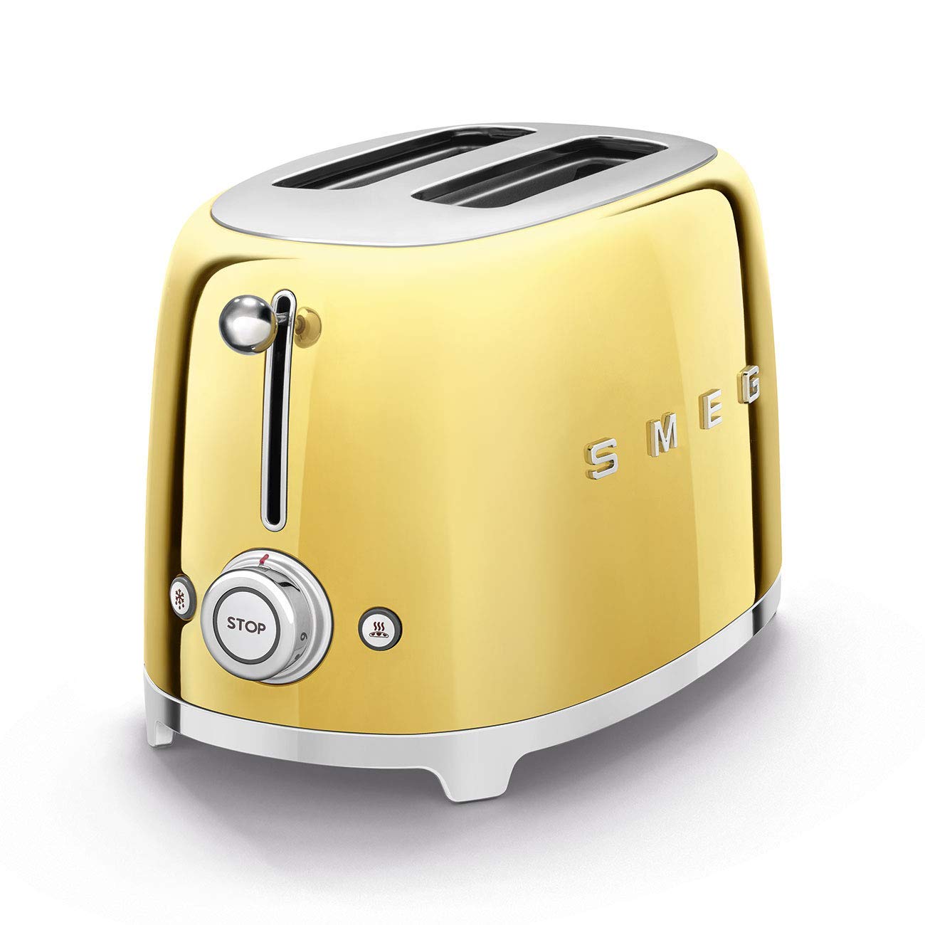 Smeg TSF01GOUK 2 Slice Toaster, Extra Wide Slots, 3 Pre-Set Options, 950W, Gold