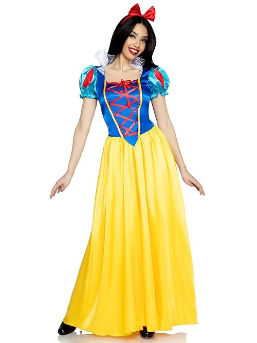 Leg Avenue Womens Classic Snow White Set Family Friend Full Length Princess Dress, LARGE, Multicolor