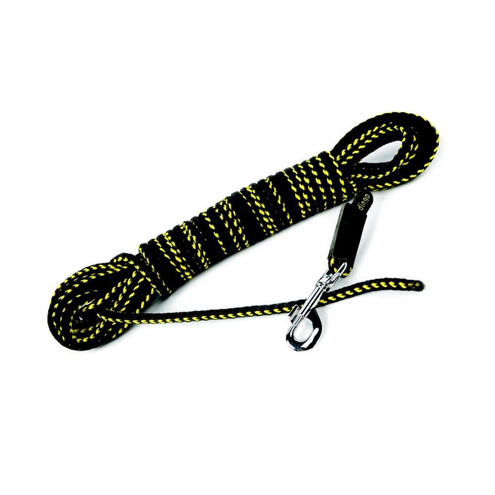 Dingo Dog Training Leash to Seek Scents, Guardwork, Tracking, Nosework and Retrieve, Handmade Lead without a Handle, Black and Yellow 12839