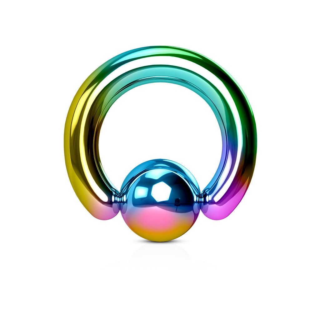 PiercedOff Titanium Rainbow 10mm BCR with Dimpled Ball