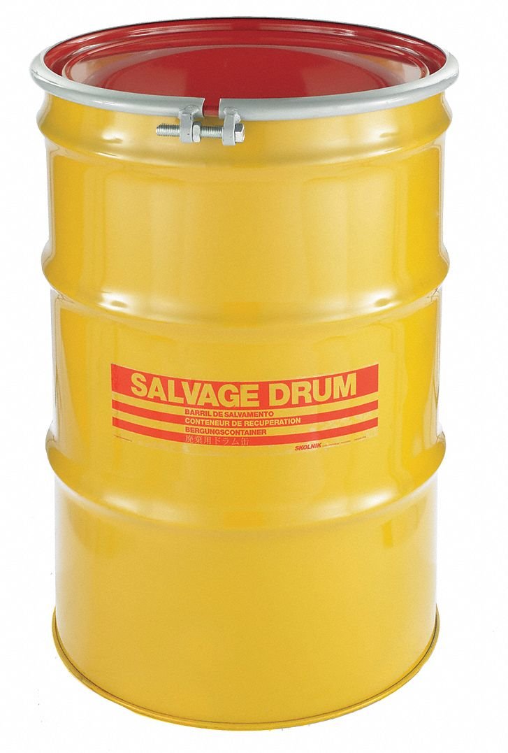 Eagle 1655 Open Head Drum: 55 Gal, Yellow