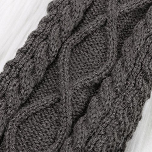 Binmer(TM)Winter Outdoor Fashion Warm Cable Knit Leg Warmers Foot Glove (Dark Gray)