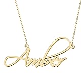 UMAGICBOX Personalized Amber Name Necklace 18K Gold