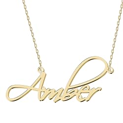 UMAGICBOX Personalized Amber Name Necklace 18K Gold