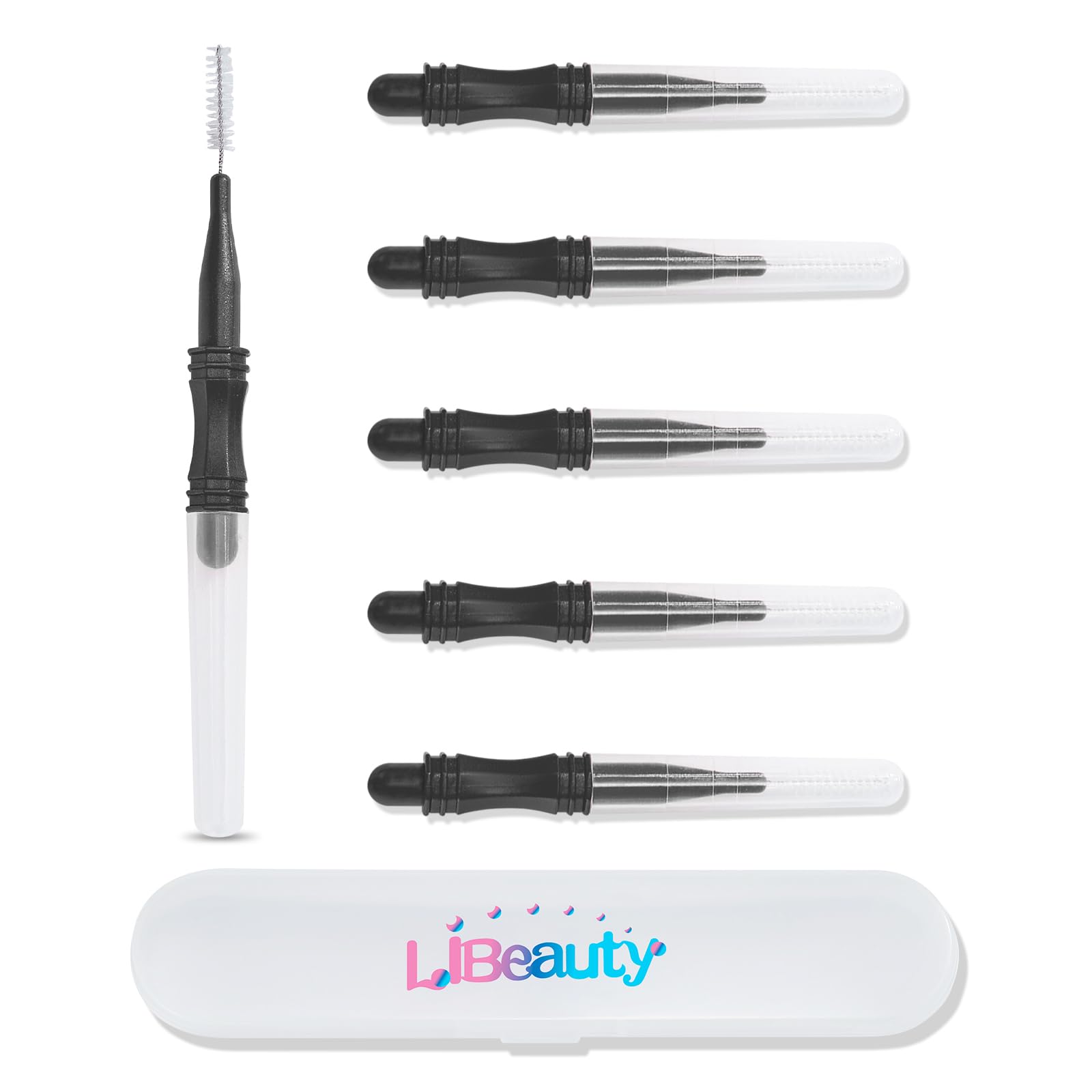 Libeauty Eyelash Brush, 6 PCS Mascara Wands, Spoolies with Lid, Mascara Brushes for Lash Dyeing, Eyelash Lift Extensions Brow Lamintion