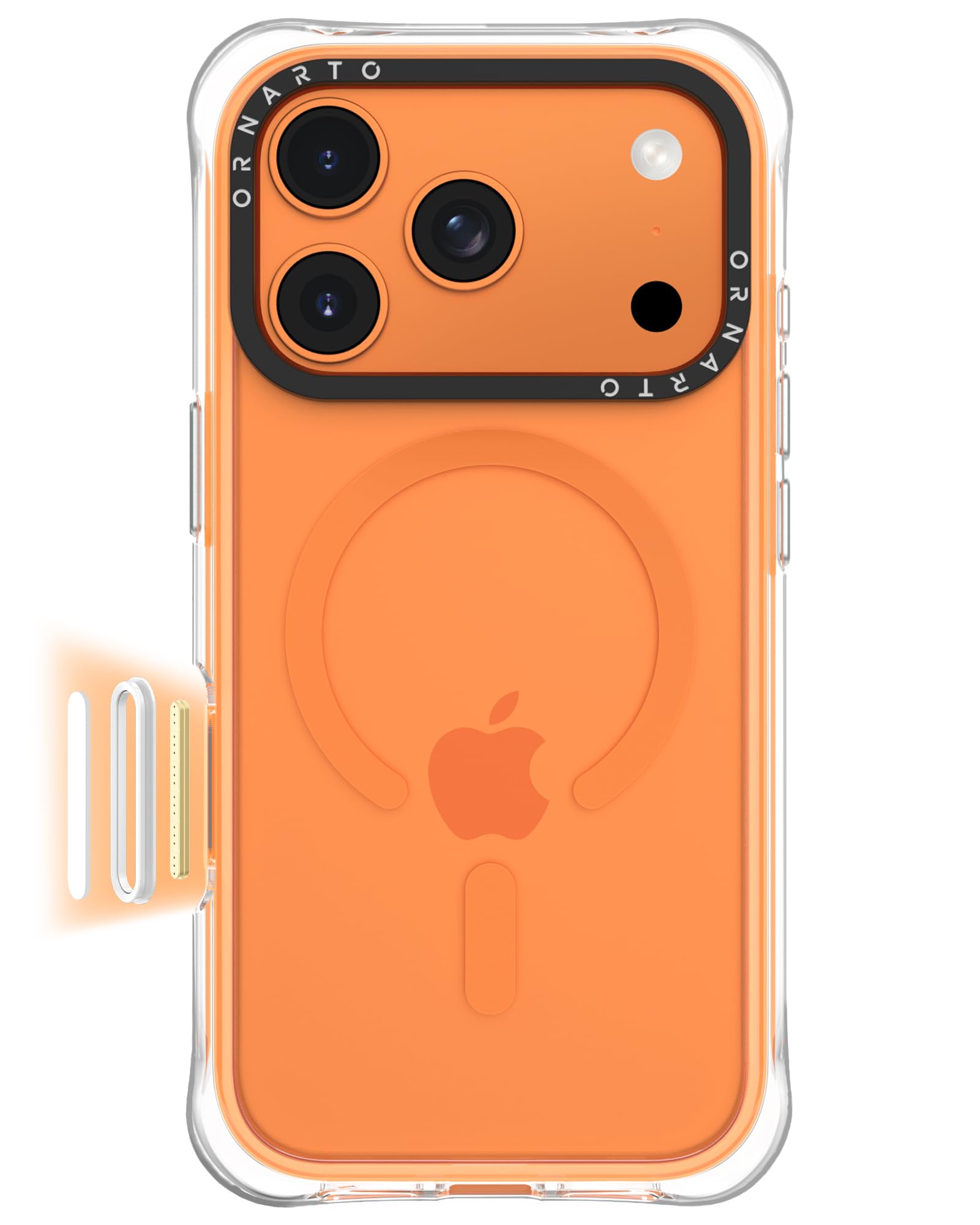 Photo 1 of ORNARTO Air Case for iPhone 17 Pro Clear | Military-Grade Drop Protection | Camera Control Button | Compatible with MagSafe | Built-in Air Phone Cover - Orange