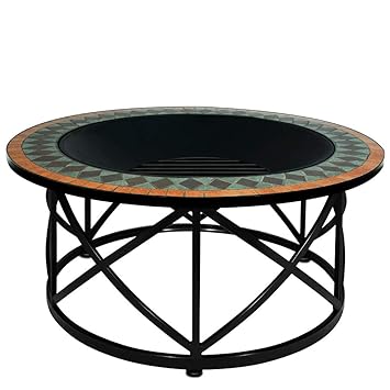 Sevilla Mosaic Fire Pit Grill Fire Basket Patio Fire Amazon Co Uk