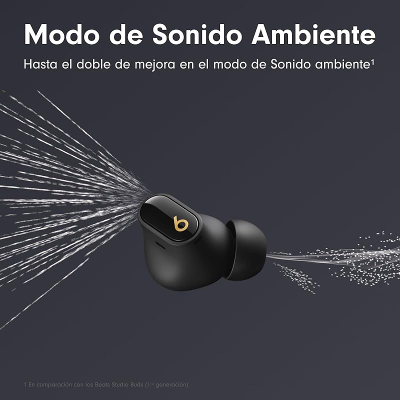 Beats studio buds+ (2023): fones de ouvido totalmente sem fio com cancelamento de ruído, melhor compatibilidade com apple e android, microfone integrado, bluetooth, resistência ao suor - preto/dourado