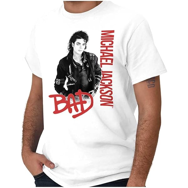 Michael Jackson 'Bad' (White) T-Shirt (Medium) | Amazon.com